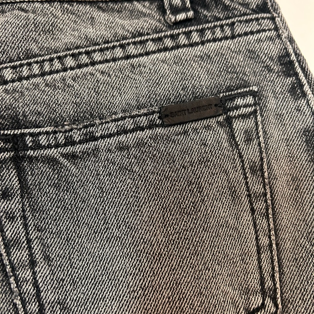 Saint Laurent Black Washed Denim Mini Skirt - Picture 8 of 12